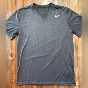 Nike Dri-FIT V-Neck Athletic Tee – Charcoal Gray  EUC